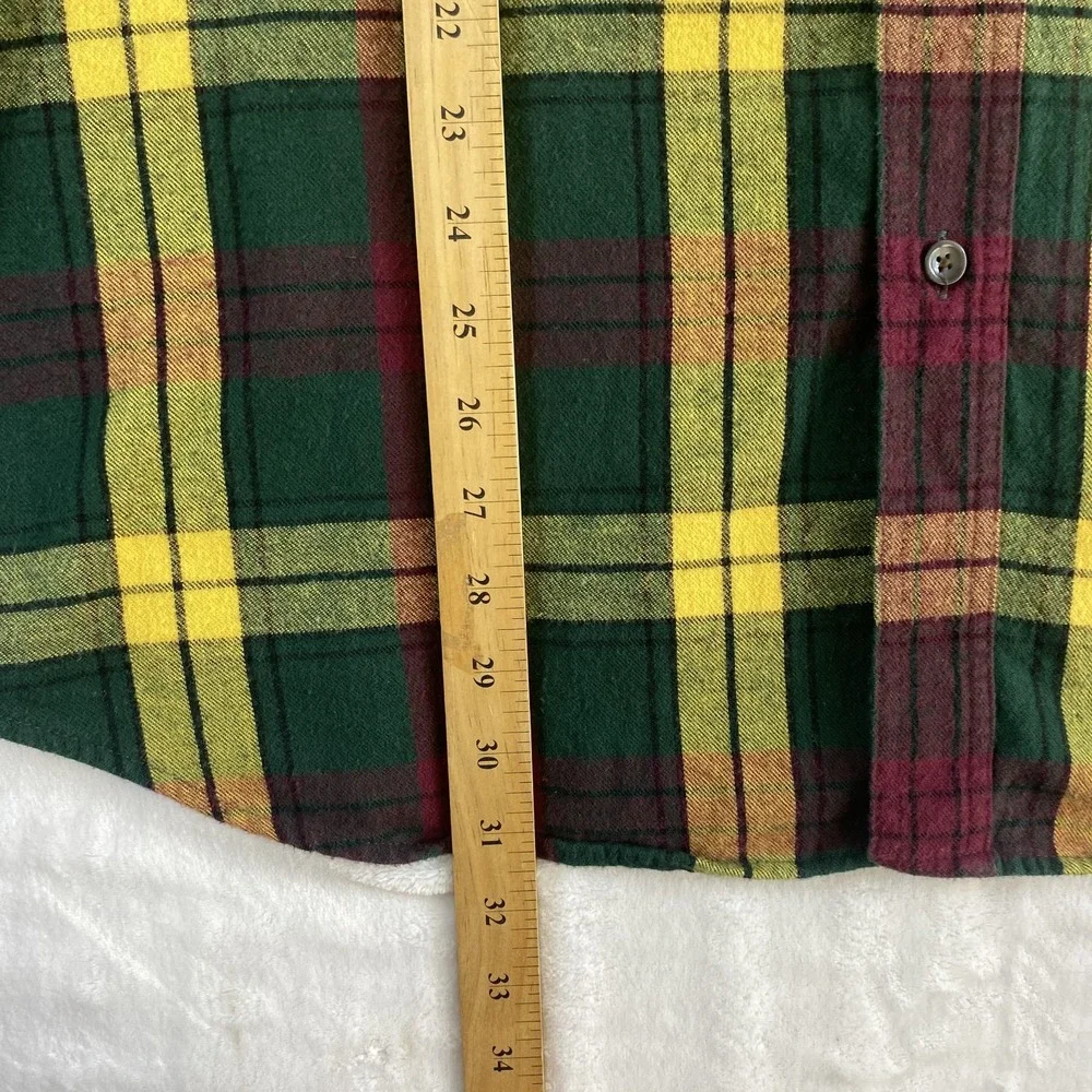 L.L.‎ Bean Flannel Shirt Men's Sz XL Bright Plaid Long Sleeve 100% Cotton - Picture 7 of 10